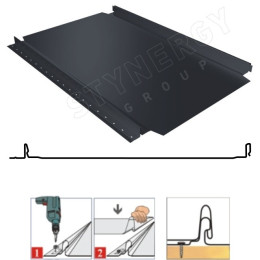 Фальцевая панель кликфальц (самозащелкивающийся) Smart Pro 521/480мм Полиэстер 0.45мм RAL 7024 (серый) Stynergy