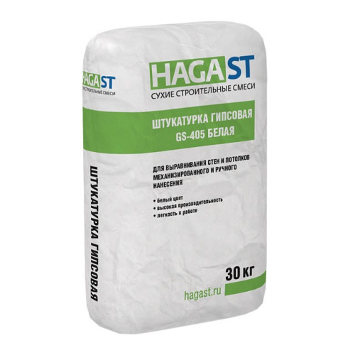 Штукатурка гипсовая HAGA ST GS-405 универсальная белый 30кг