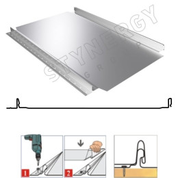 Фальцевая панель кликфальц (самозащелкивающийся) Smart Pro 521/480мм Оцинкован 0.45мм . Zn (цинк) Stynergy