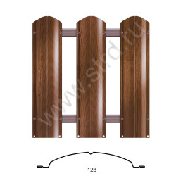 Штакетник металлический Barrera Grande фигурный 0.128м 0.45мм SteelArt 3D Дуб античный 3D текстур. ЮджинСТрой