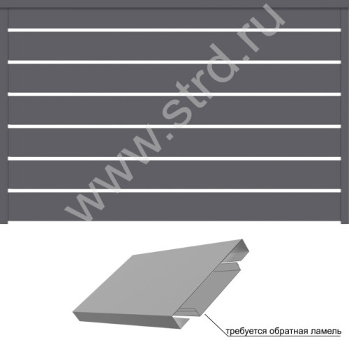 Ламель Texas лицевая 125 0.5мм Satin matt RAL 7024 (серый) Grand Line