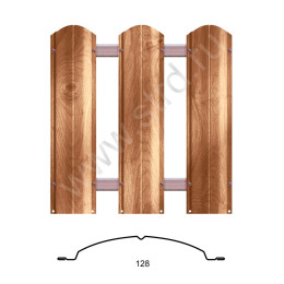 Штакетник металлический Barrera Grande фигурный 0.128м 0.45мм SteelArt 3D Золотой орех 3D текстур. ЮджинСТрой