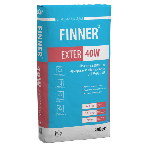 Шпаклевка цементная Dauer FINNER EXTER 40 W белый 25кг
