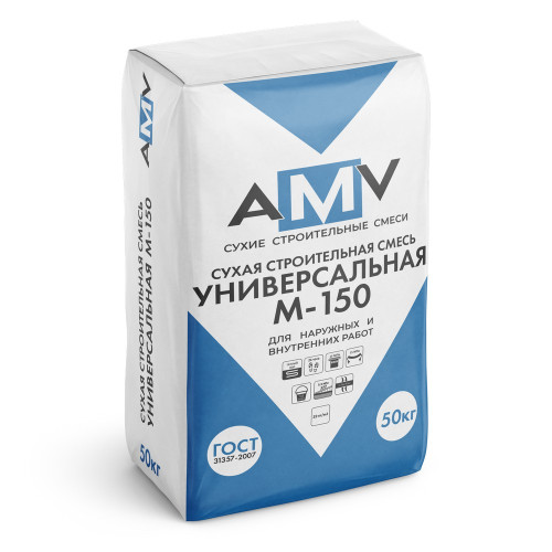 Кладочная смесь цементная AMV универсальная стандарт М150 серый 50кг